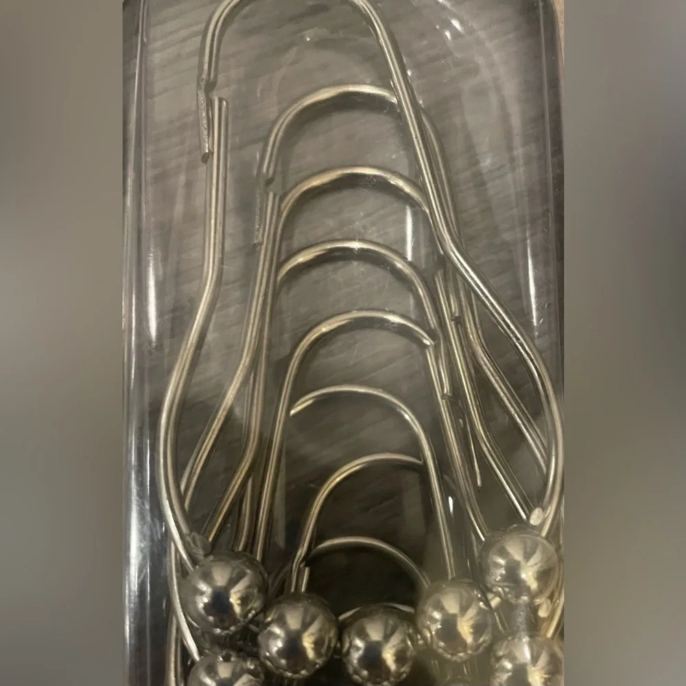12 Silver Shower Curtain Hooks NWOT